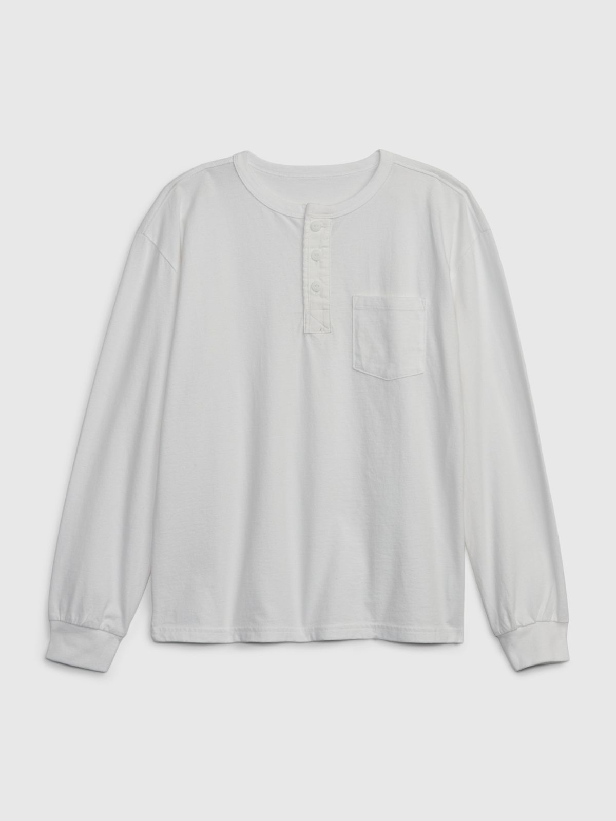 Άσπρη Παιδική Henley Pocket Μπλούζα-736038002