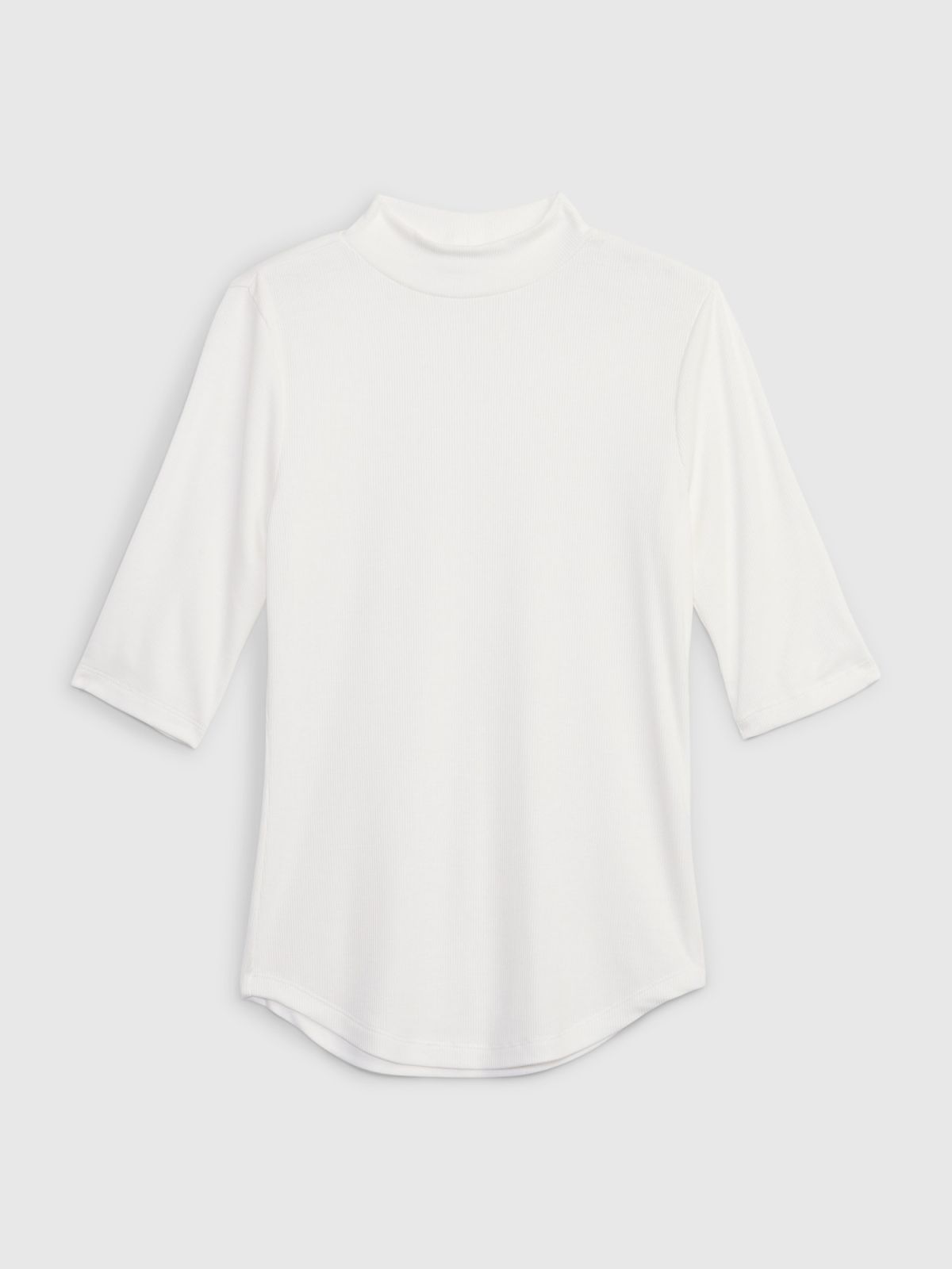 Άσπρη Mini Rib Mockneck Μπλούζα-794339001