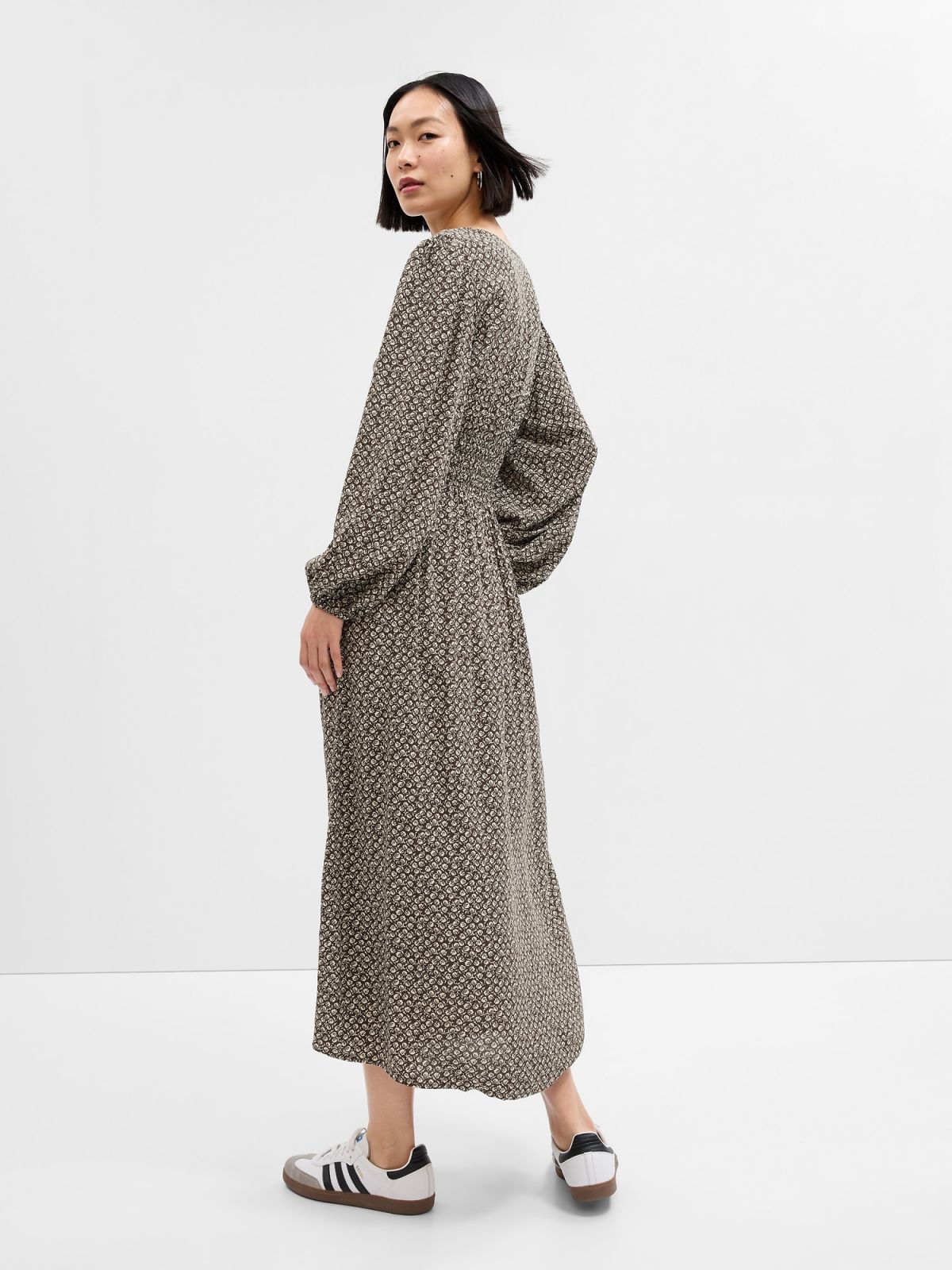 Smocked V-Neck Maxi Φόρεμα-736056000