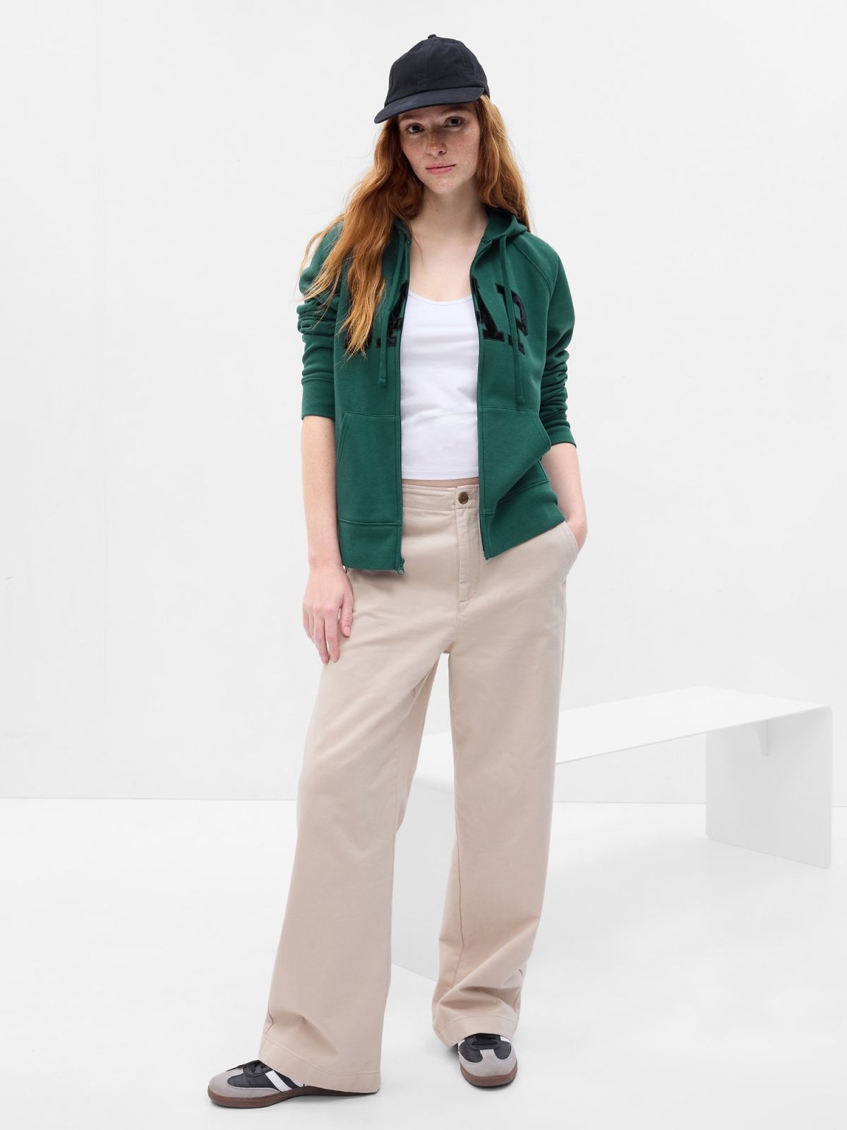 Πράσινο Gap Logo Zip Φούτερ-463503036