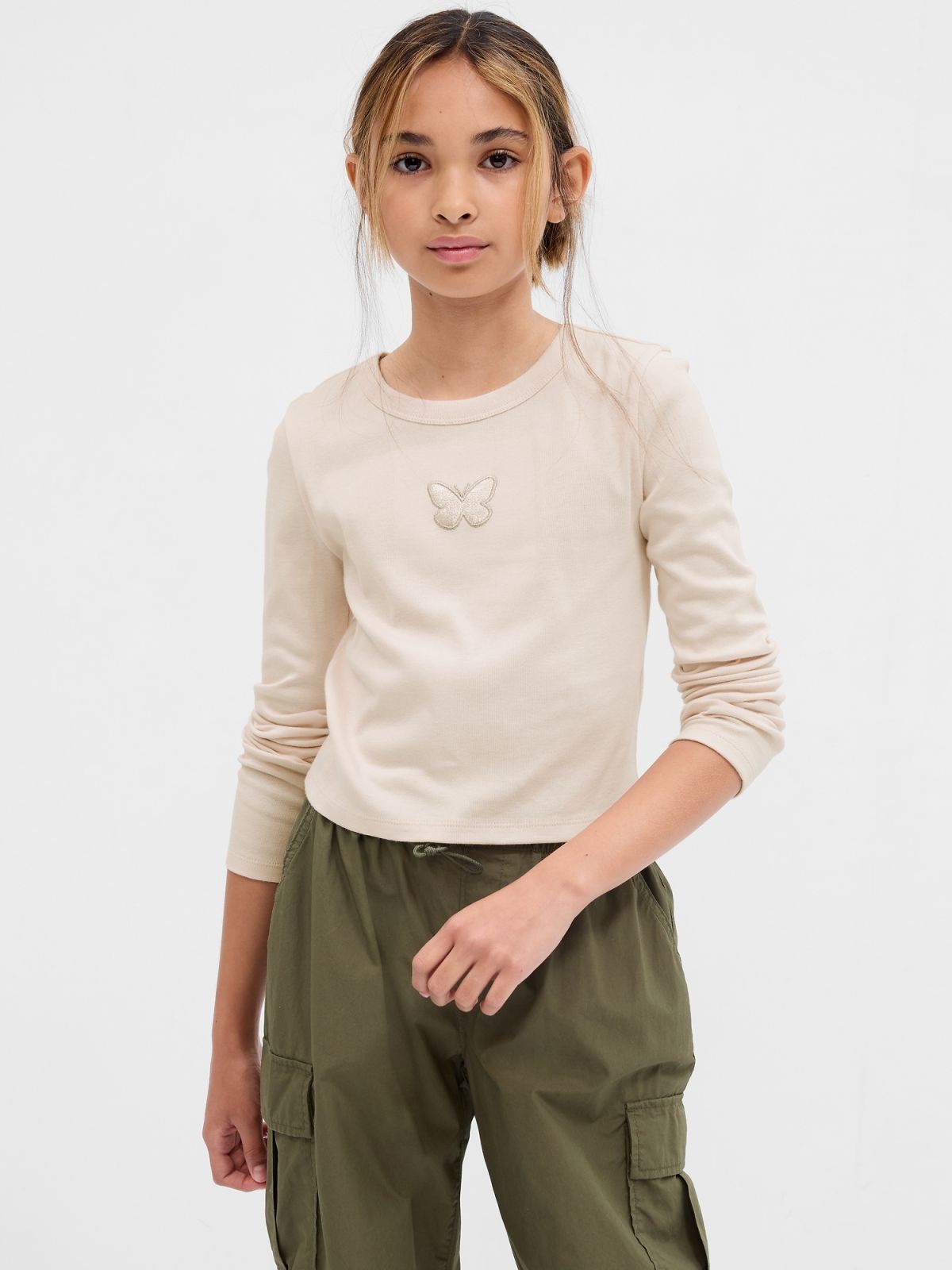 Kids Organic Cotton Cropped Graphic T-Shirt-741097001