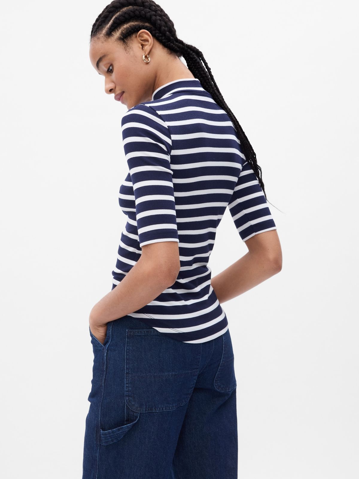 Mini Rib Mockneck T-Shirt-794339003