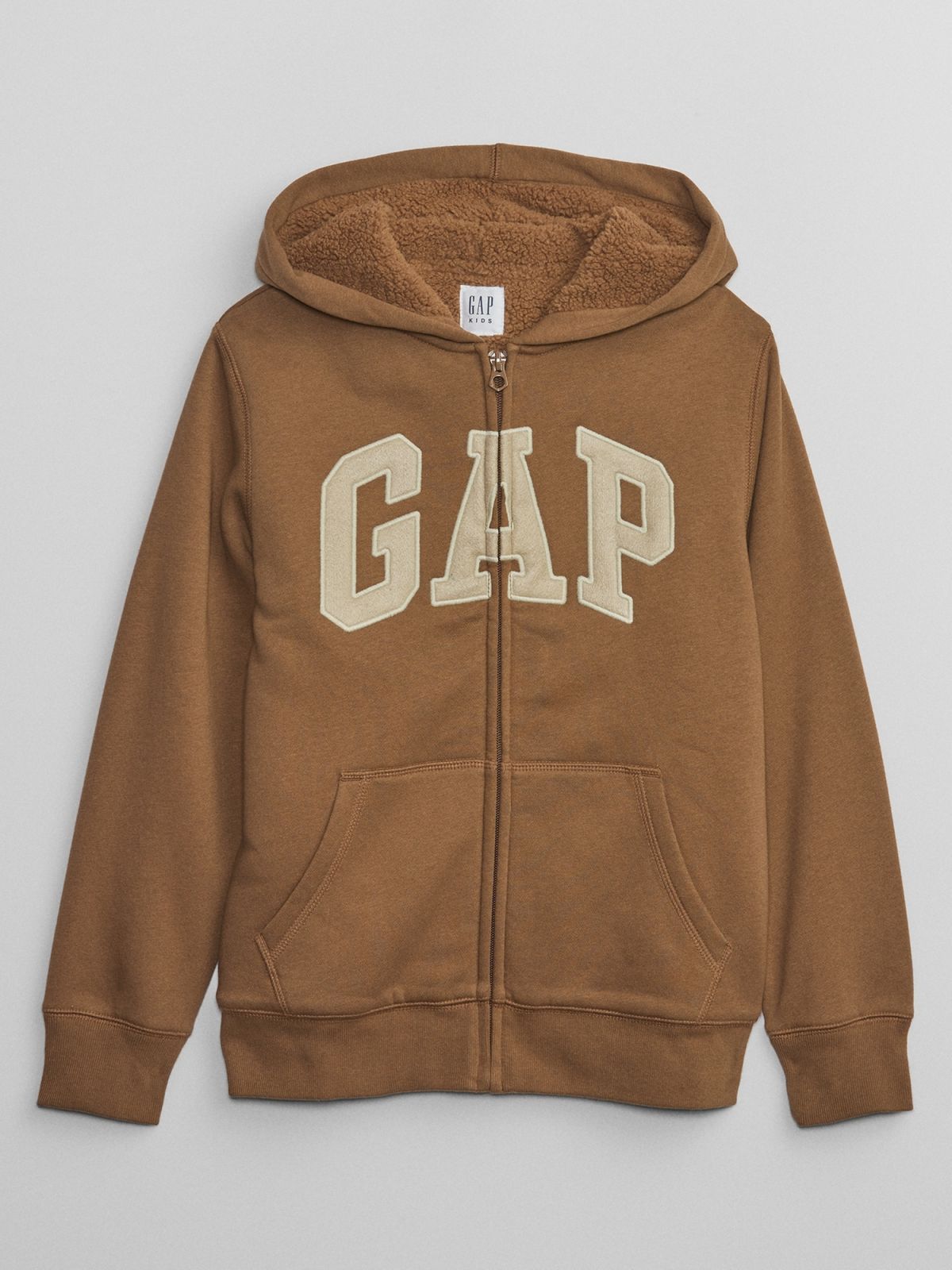 Καφέ Παιδικό Gap Logo Sherpa-Lined Zip Φούτερ-726332004