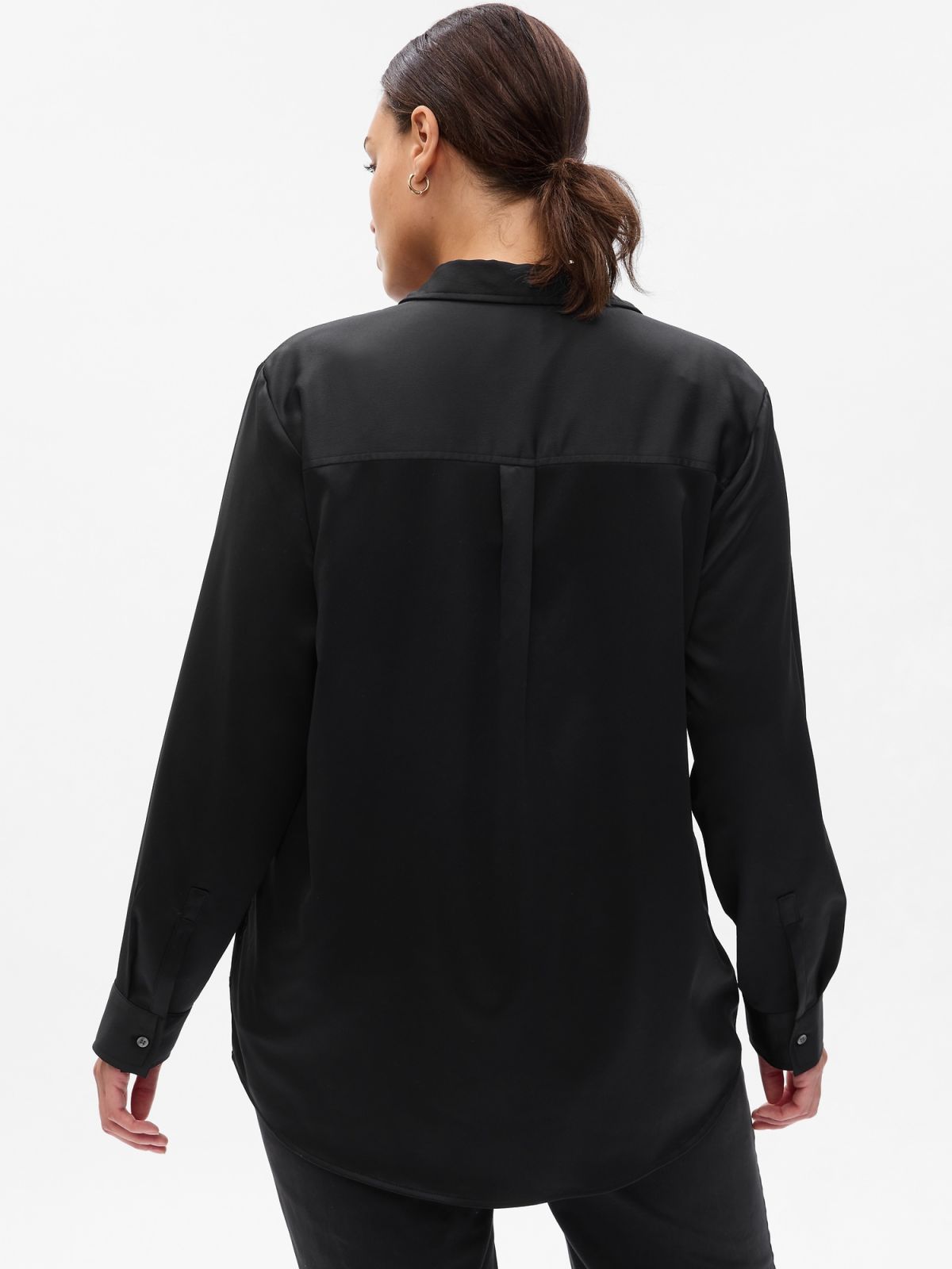 Μαύρο Satin Πουκάμισο-742560000