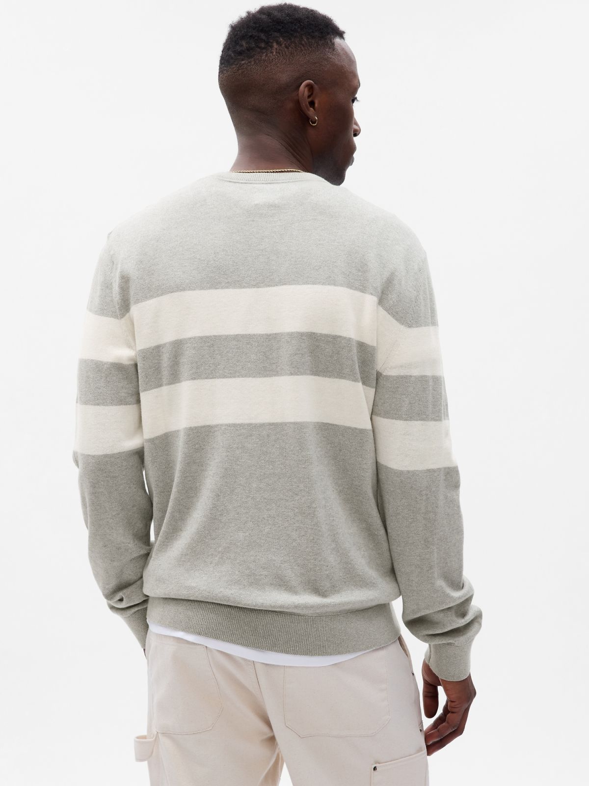 Γκρι Striped Crewneck Πουλόβερ-730479000