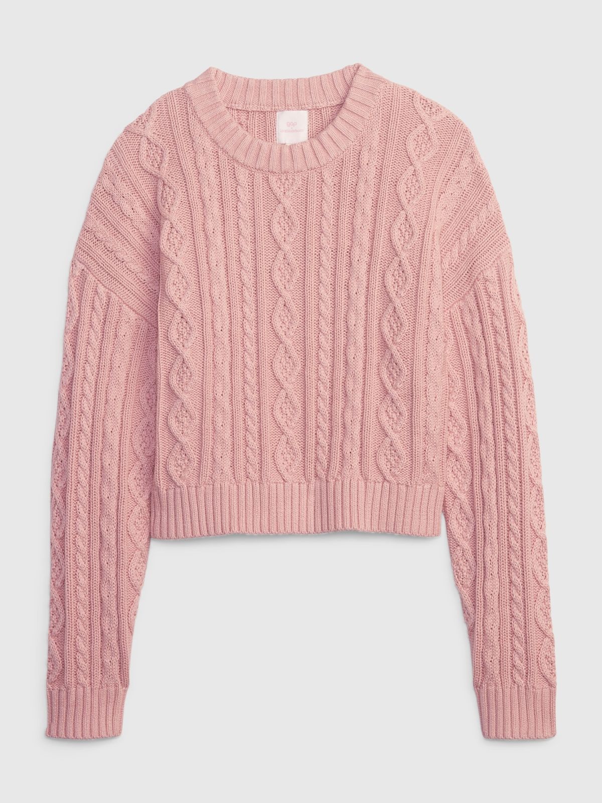 Ροζ Gap × LoveShackFancy Παιδικό Cable-Knit Cropped Πουλόβερ-798710000