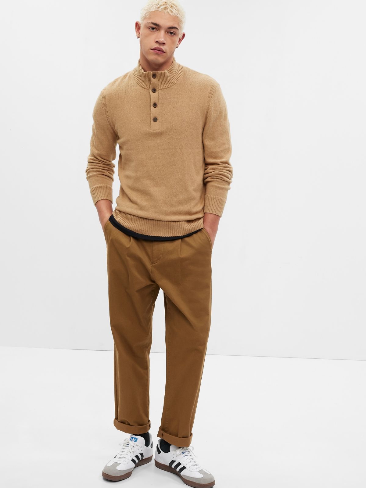 Mockneck Henley Sweater-724376006