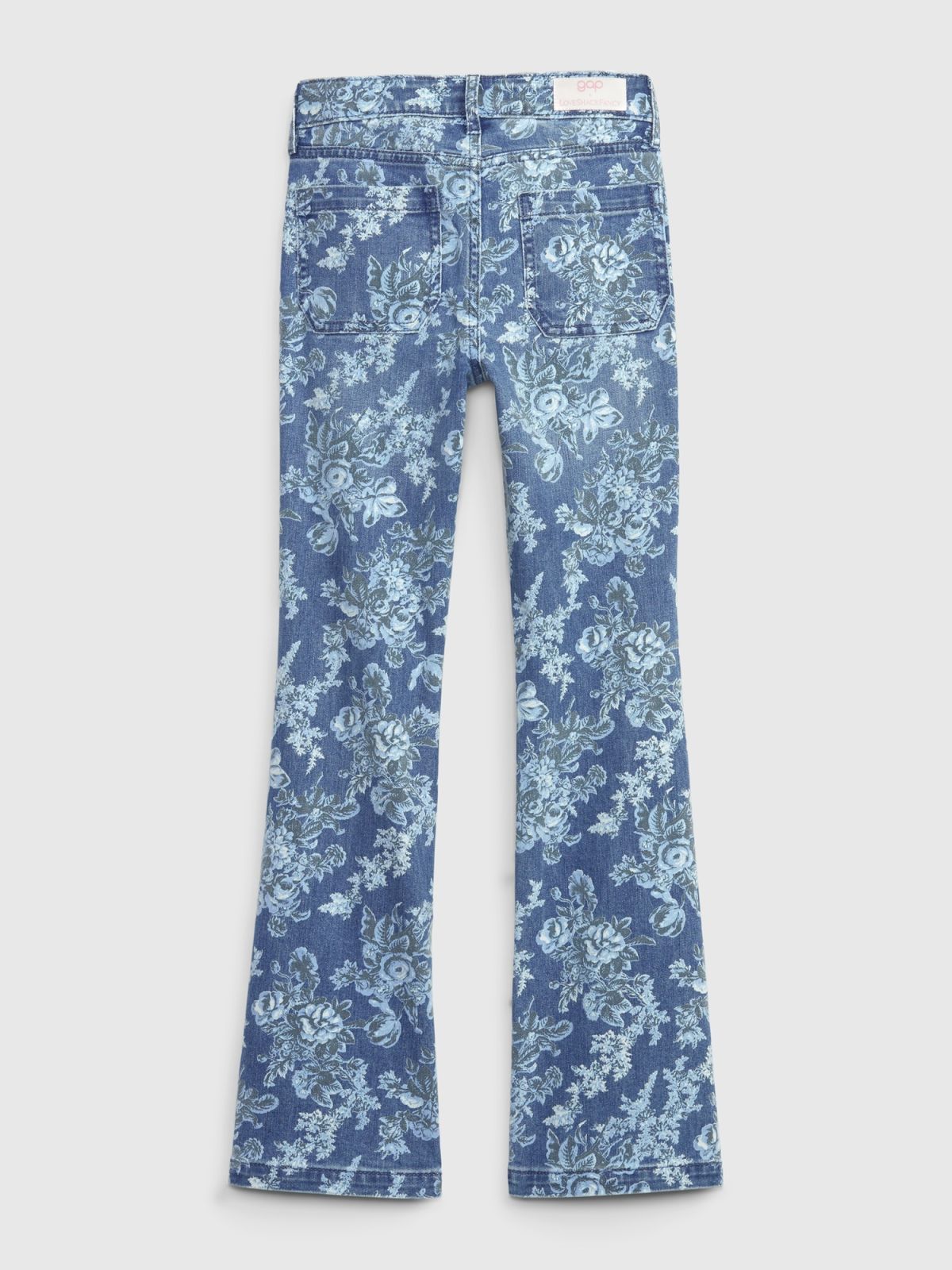Μπλε Gap × LoveShackFancy Kids High Rise Floral â€˜70s Flare Jean Παντελόνι με Washwell-780047000