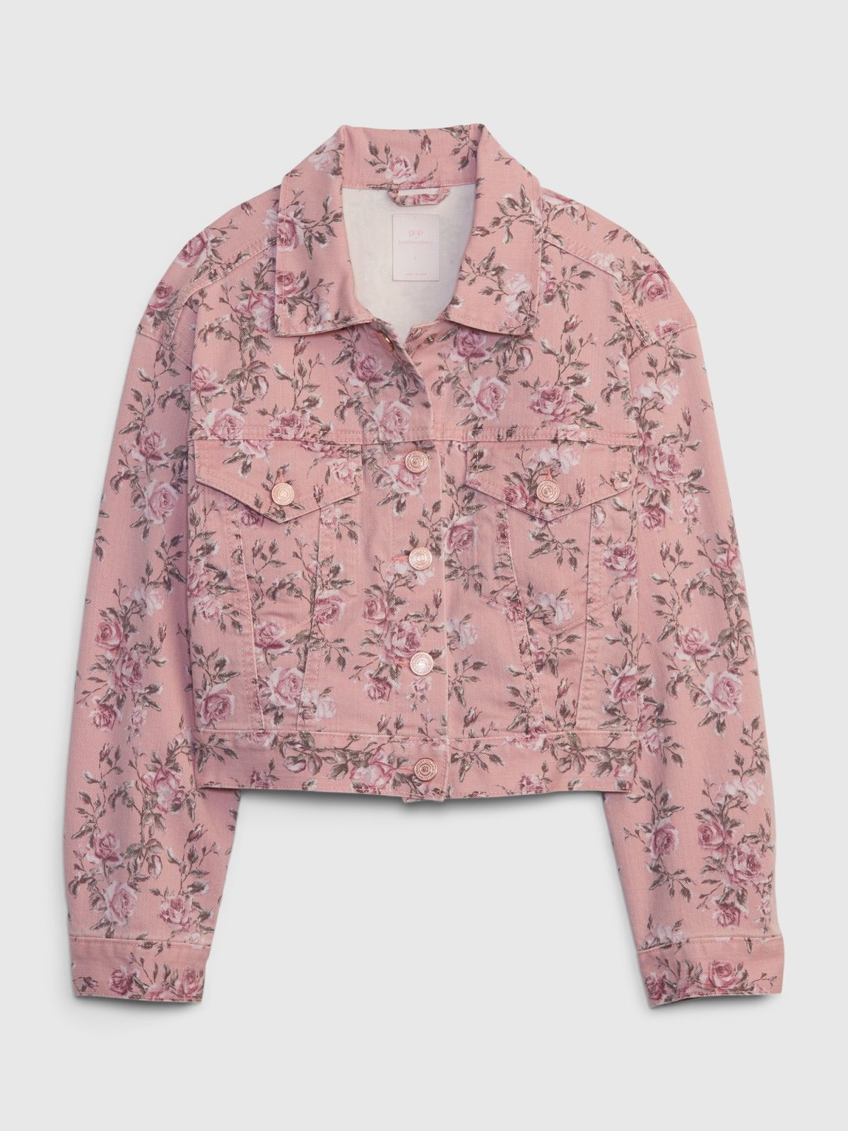 Ροζ Gap × LoveShackFancy Παιδικό Φλοράλ Icon Denim Πανωφόρι με Washwell-786750000
