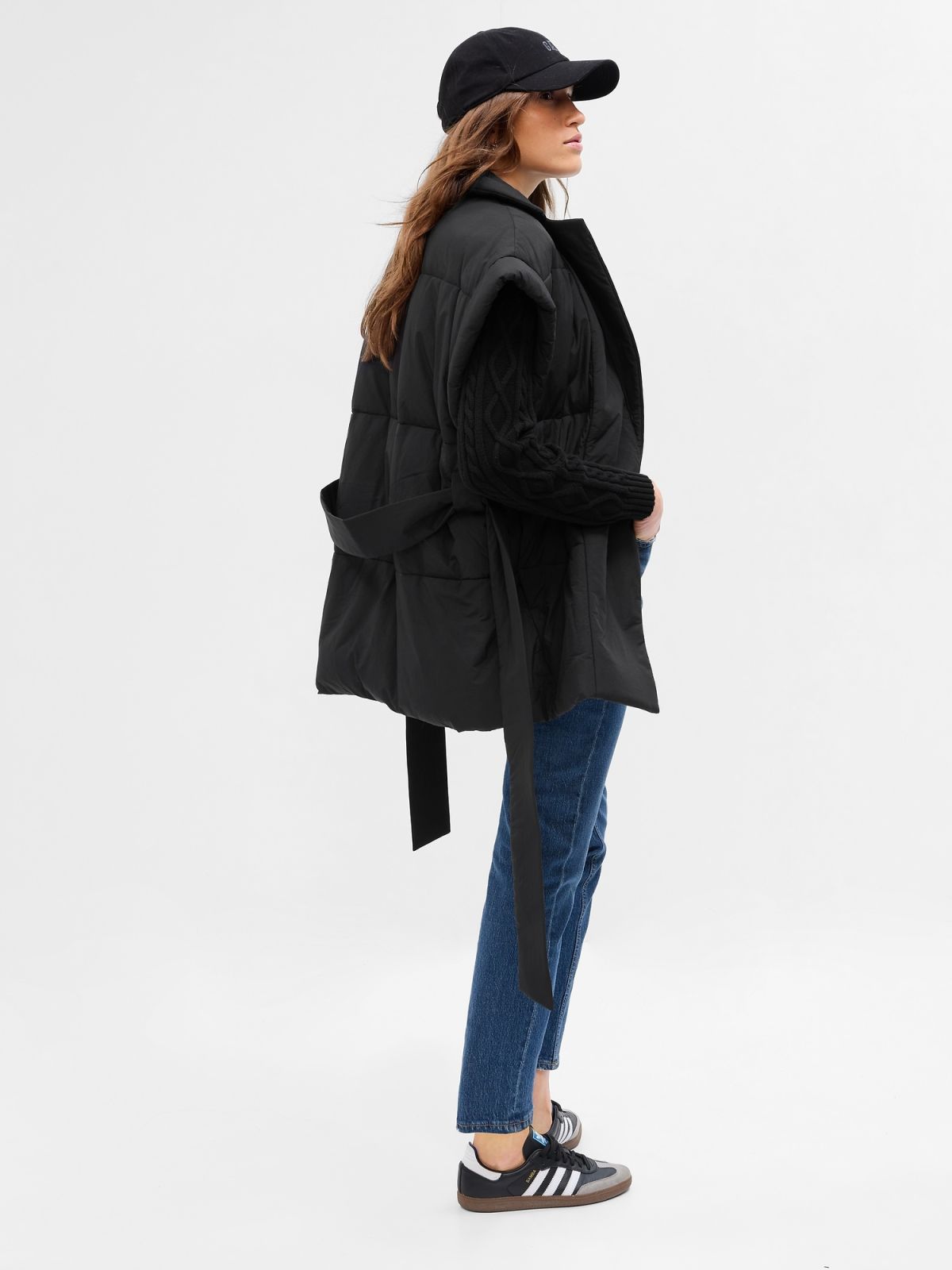 Μαύρο Duvet Wrap Puffer Αμάνικο-742028001