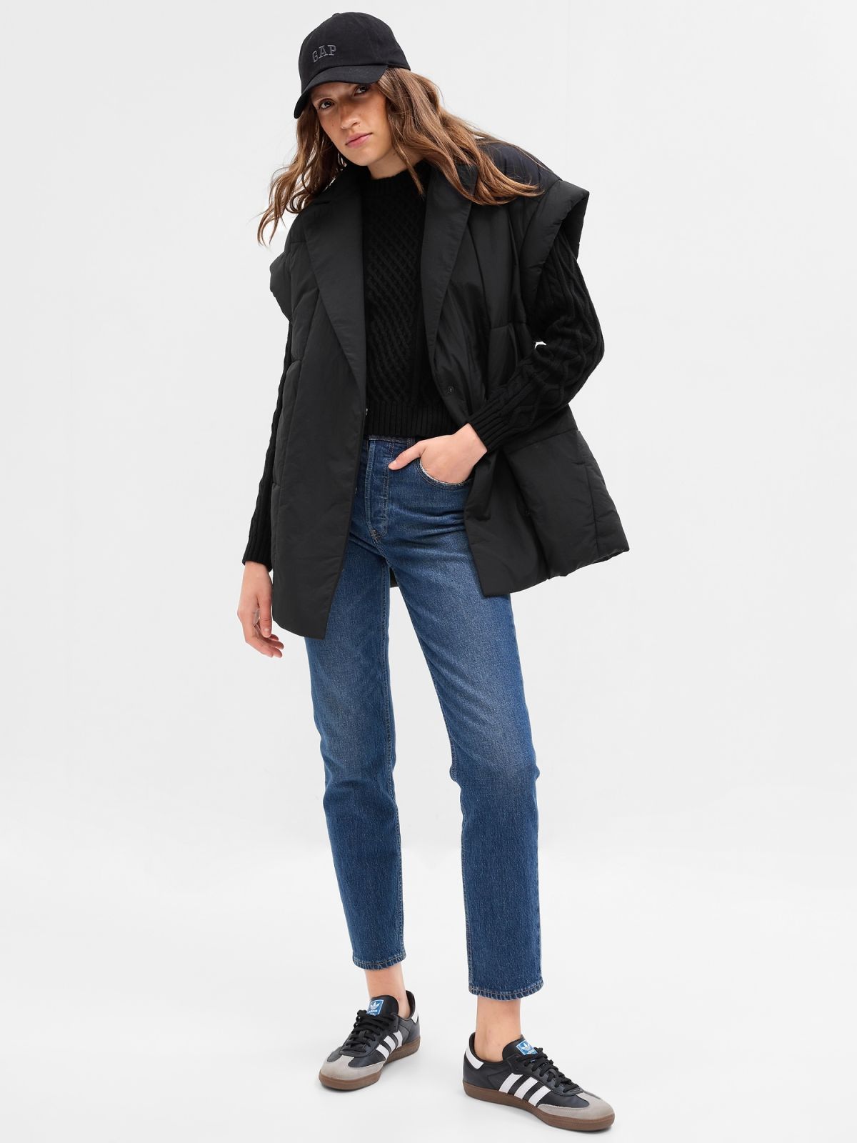 Μαύρο Duvet Wrap Puffer Αμάνικο-742028001