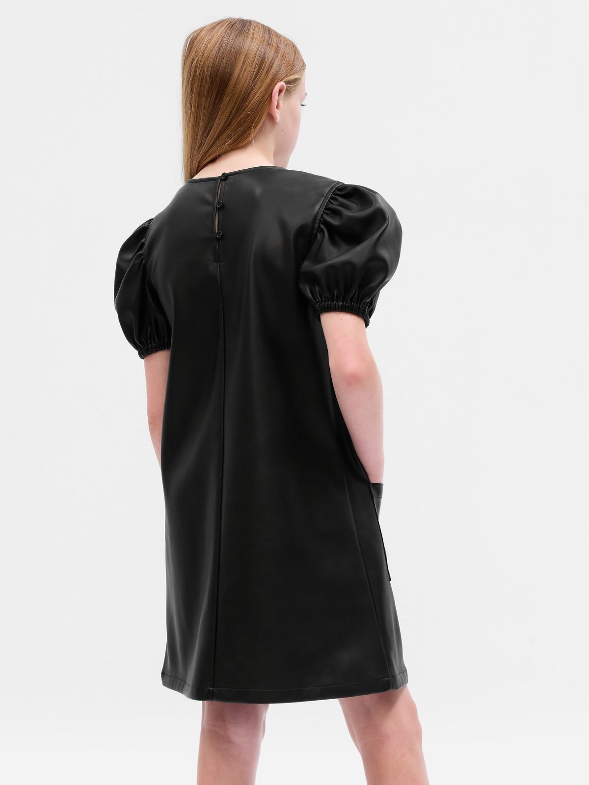 Multi Παιδικό Puff Sleeve Faux-Leather Φόρεμα-786914000