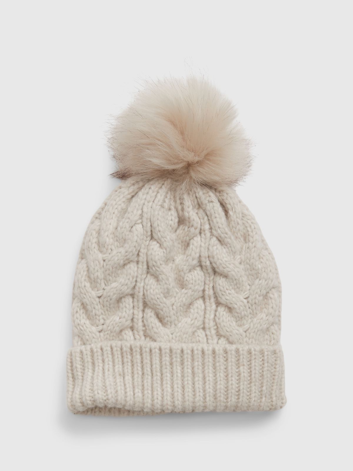 Μπεζ Παιδικό Cable-Knit Pom Σκουφάκι-774989000