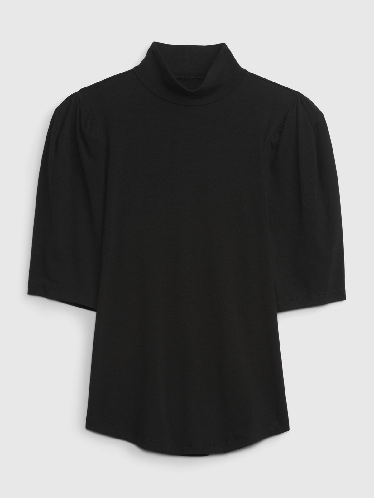 Μαύρη Puff Sleeve Jersey Μπλούζα-747073004