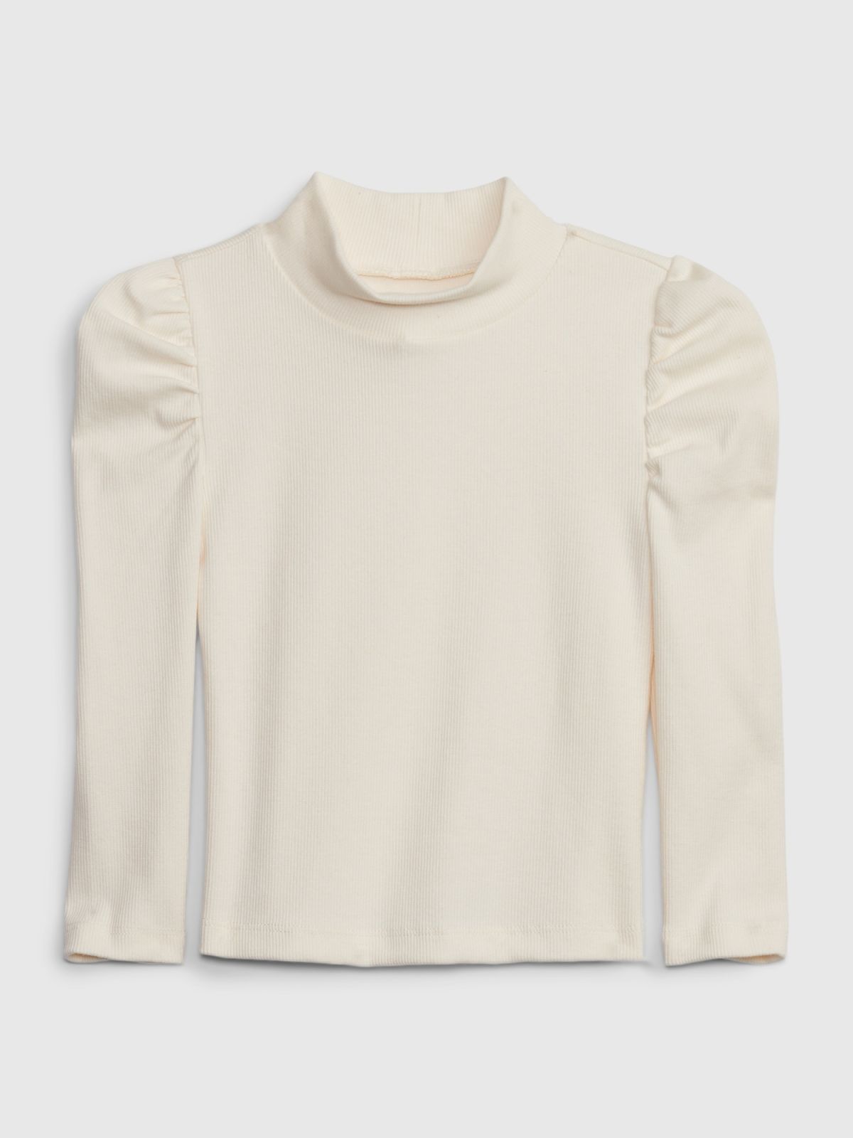 Μπεζ Νηπιακή Puff Sleeve Rib Μπλούζα-785808003