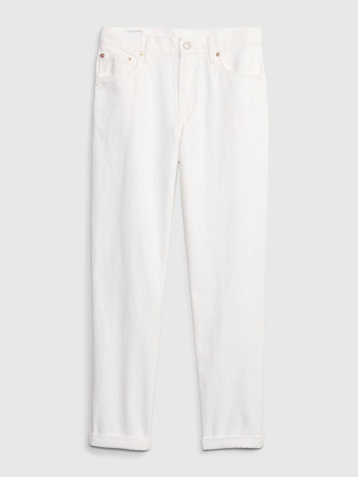 Άσπρο Mid Rise Girlfriend Jean Παντελόνι-725278000