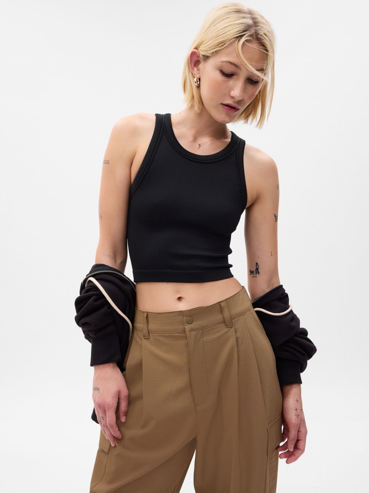 GapFit Seamless Rib Cropped Halter Αμάνικο Τοπ-790813003