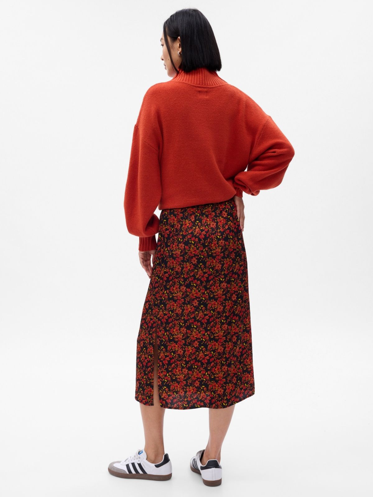 Κόκκινο Floral Midi Φούστα-792692000