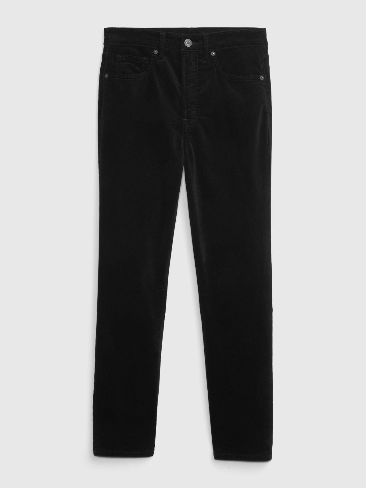 Μαύρο High Rise Βελούδινο Vintage Slim Jean Παντελόνι-728856000