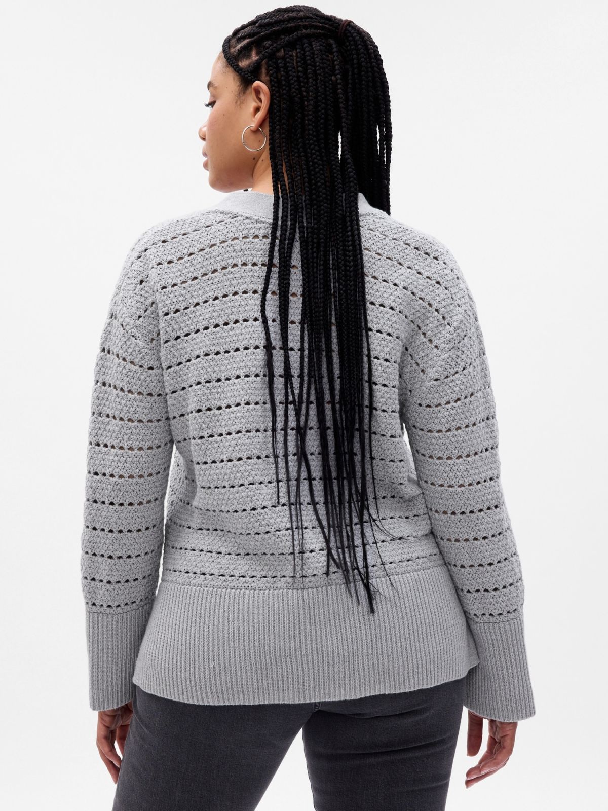 Γκρι 24/7 Split-Hem Crochet Ζακέτα-814403000