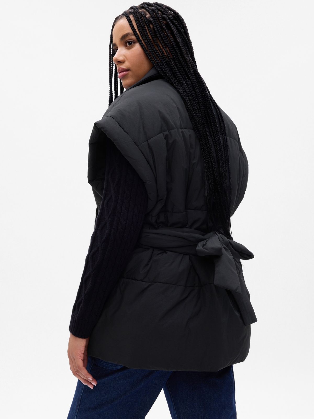 Μαύρο Duvet Wrap Puffer Αμάνικο-742028001