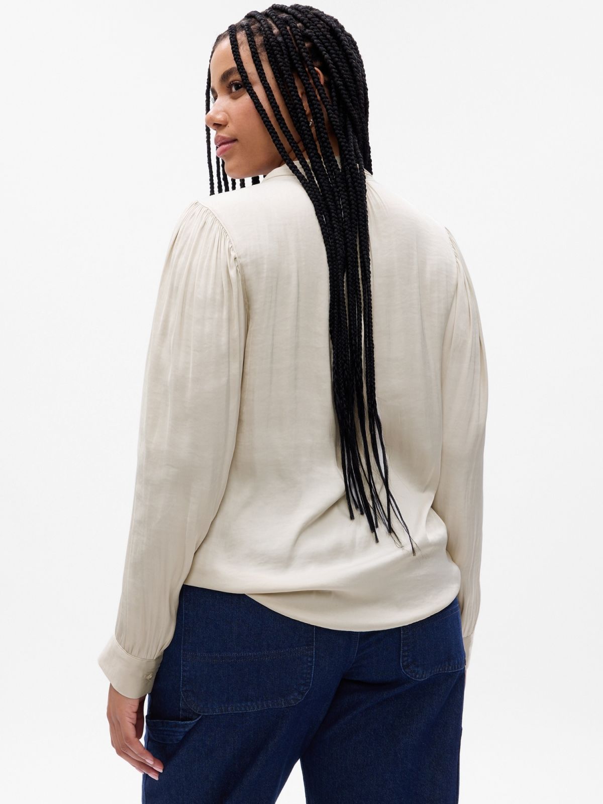 Μπεζ Tie-Neck Μπλούζα-742653002