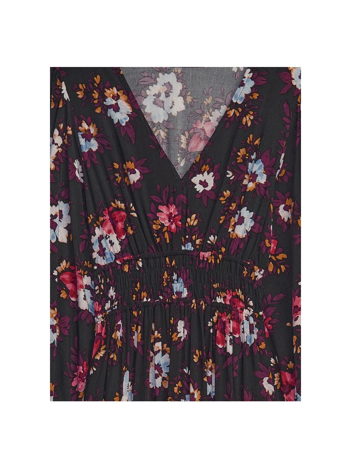 Μαύρο Smocked V-Neck Maxi Φόρεμα-736056001