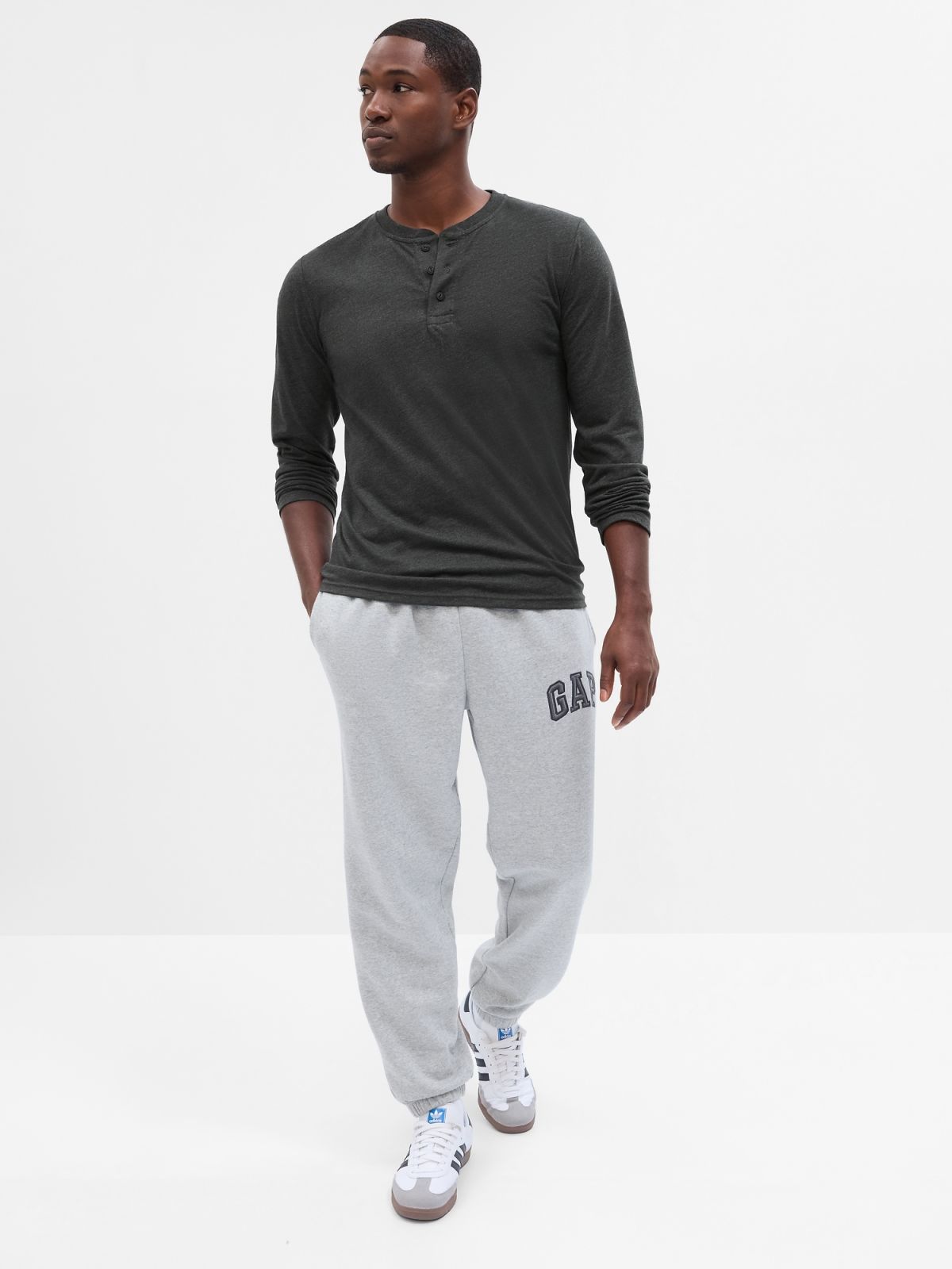Μαύρη Everyday Soft Henley Μπλούζα-745226003