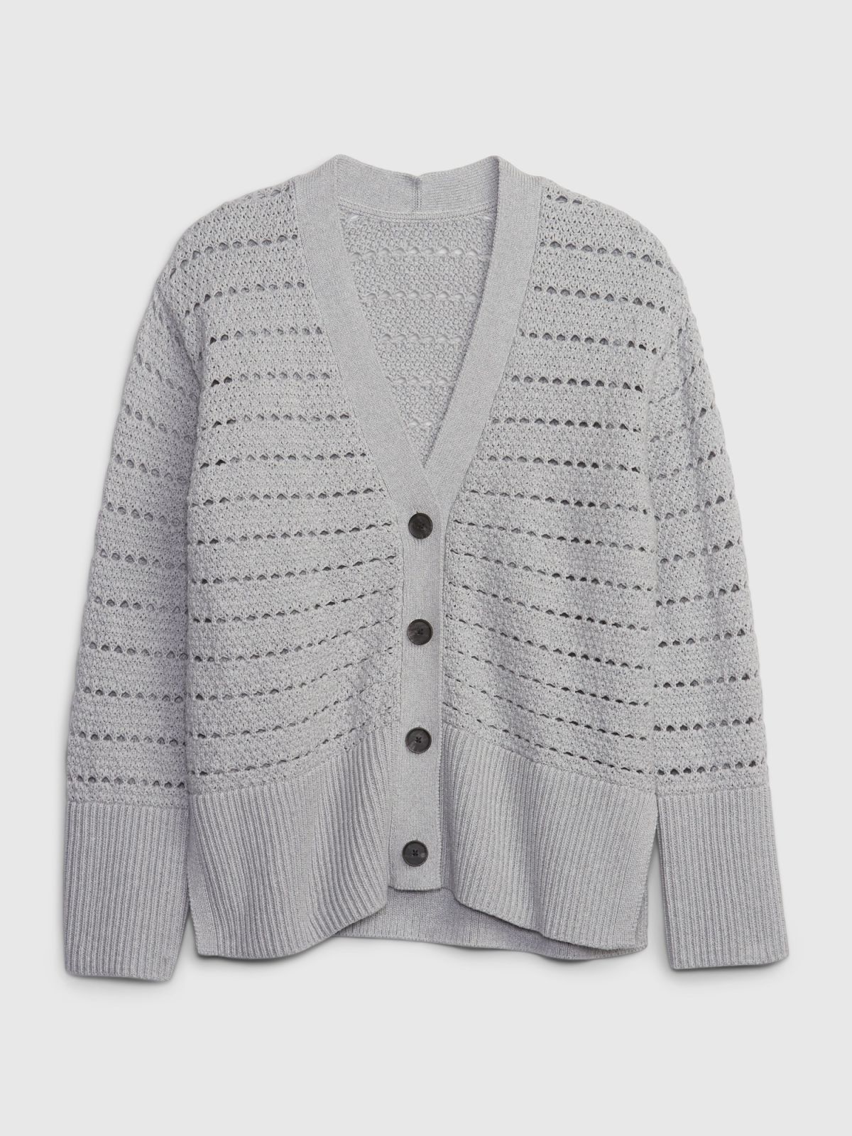 Γκρι 24/7 Split-Hem Crochet Ζακέτα-814403000