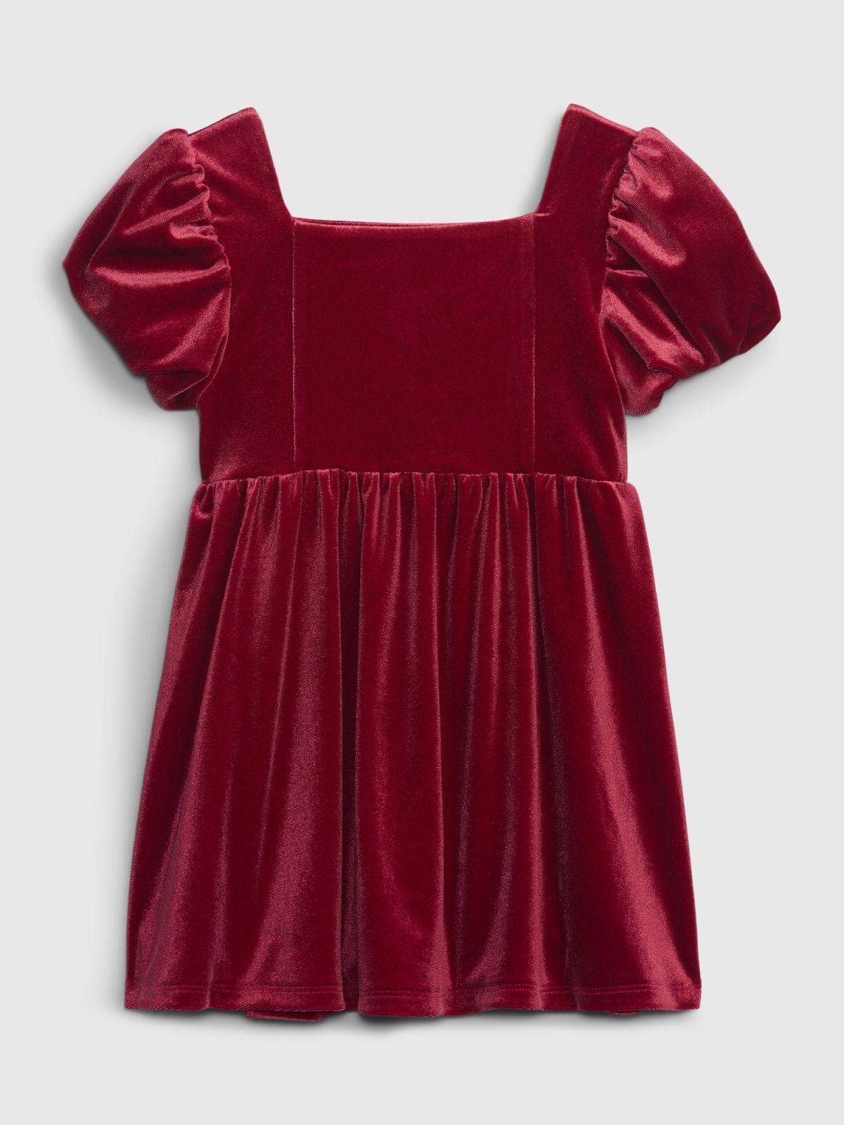 Κόκκινο Νηπιακό Puff Sleeve Βελούδινο Φόρεμα-816796001