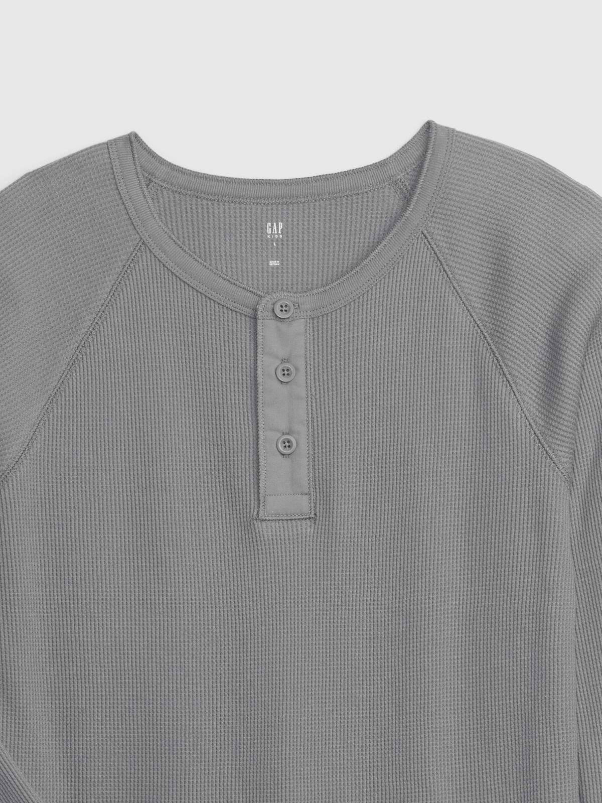 Γκρι Παιδική Waffle Henley Μπλούζα-816755002