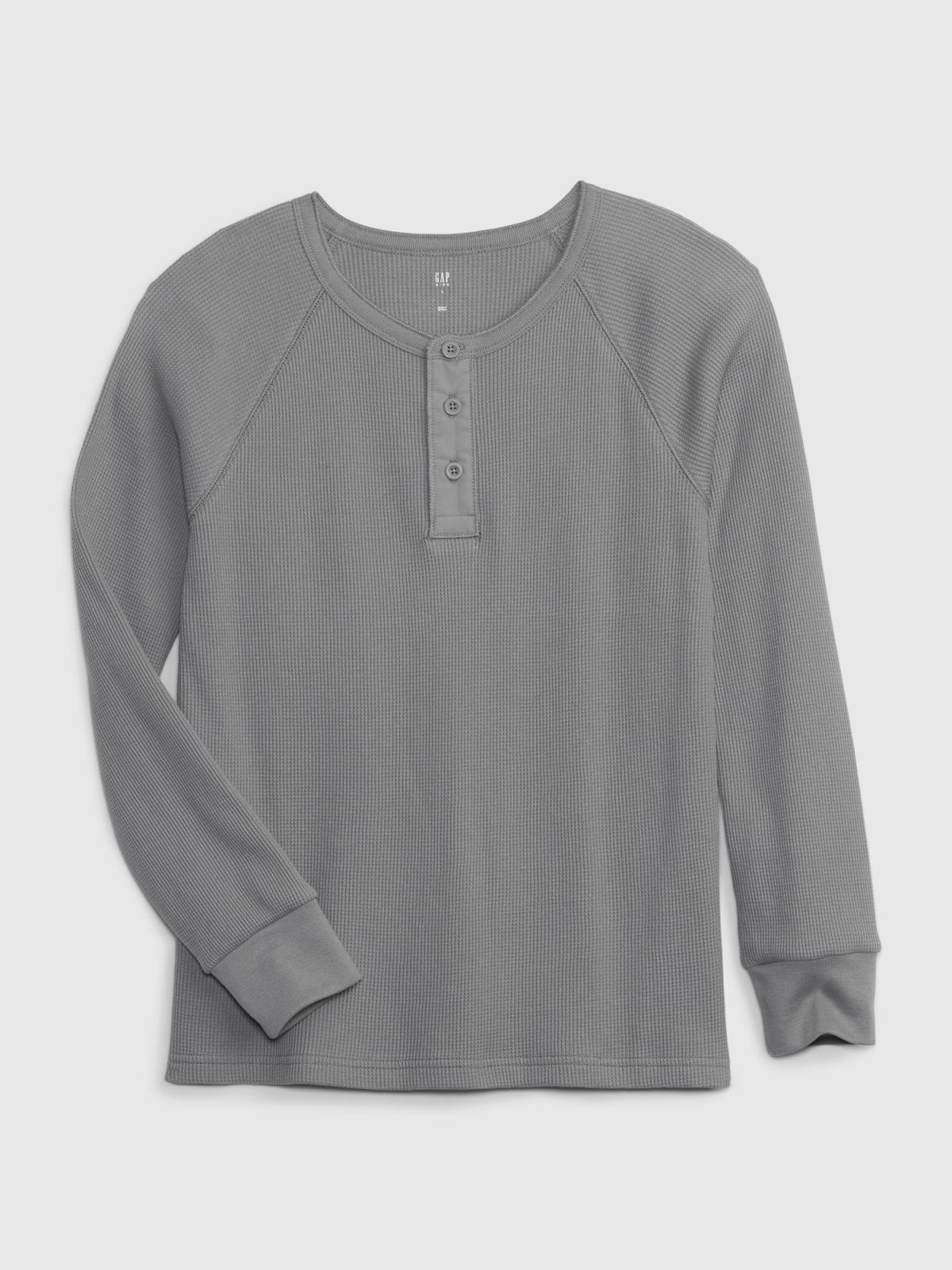 Γκρι Παιδική Waffle Henley Μπλούζα-816755002