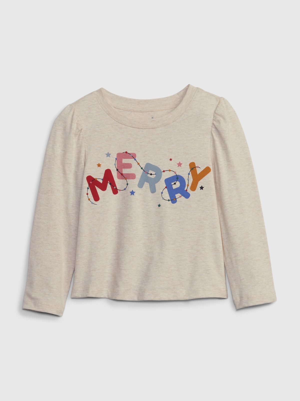 Μπεζ babyGap Οργανικό Βαμβάκι Mix and Match Puff Sleeve Graphic Μπλούζα-829676007