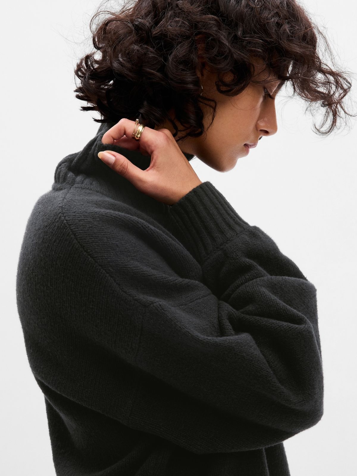 Μαύρο CashSoft Mockneck Πουλόβερ-792264001