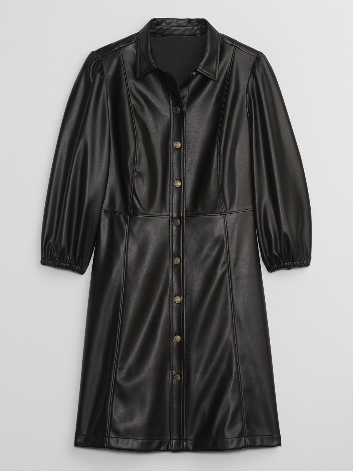 Μαύρο Multi Faux-Leather Πουκάμισο-Φόρεμα-770435000