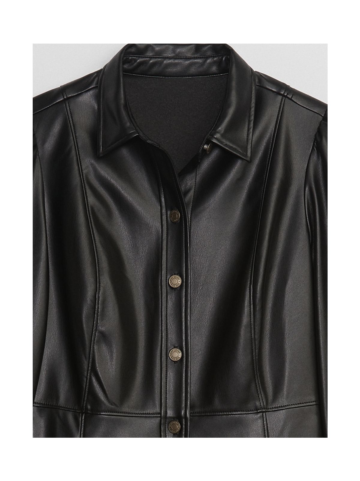 Μαύρο Multi Faux-Leather Πουκάμισο-Φόρεμα-770435000