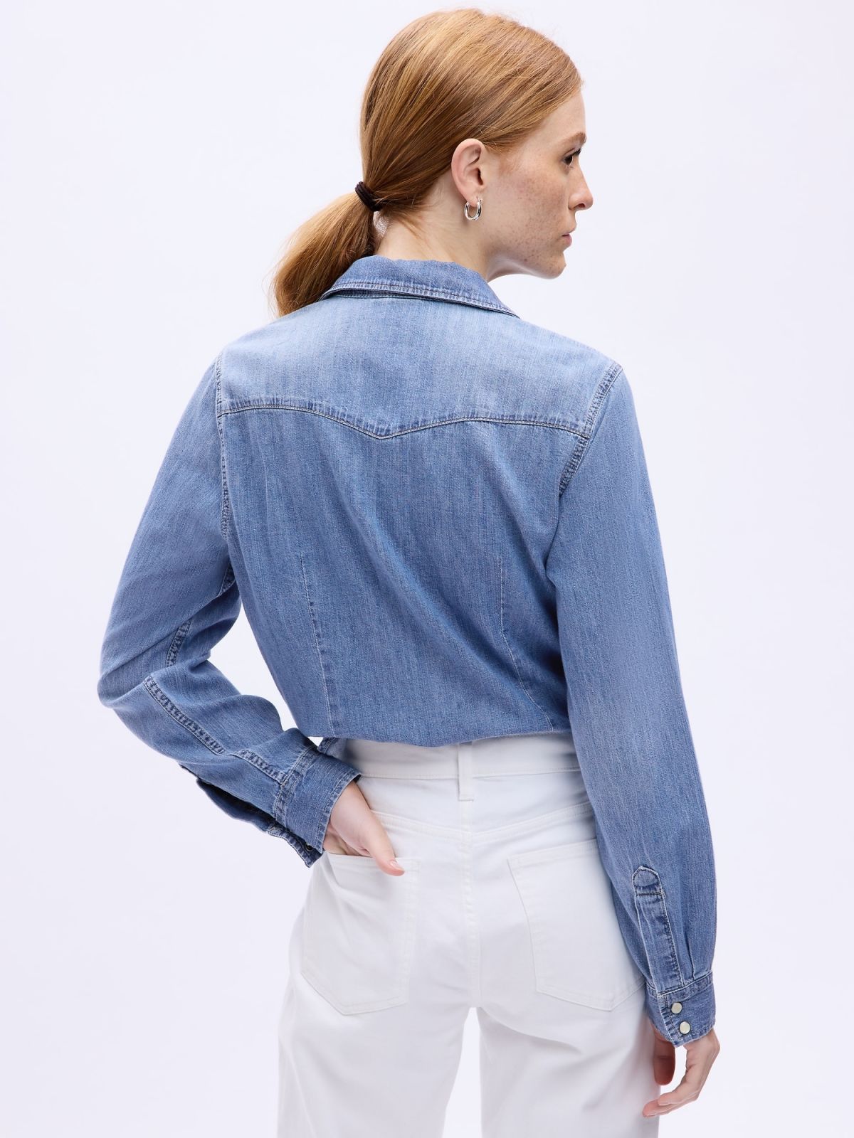 Fitted Denim Western Shirt-770107001