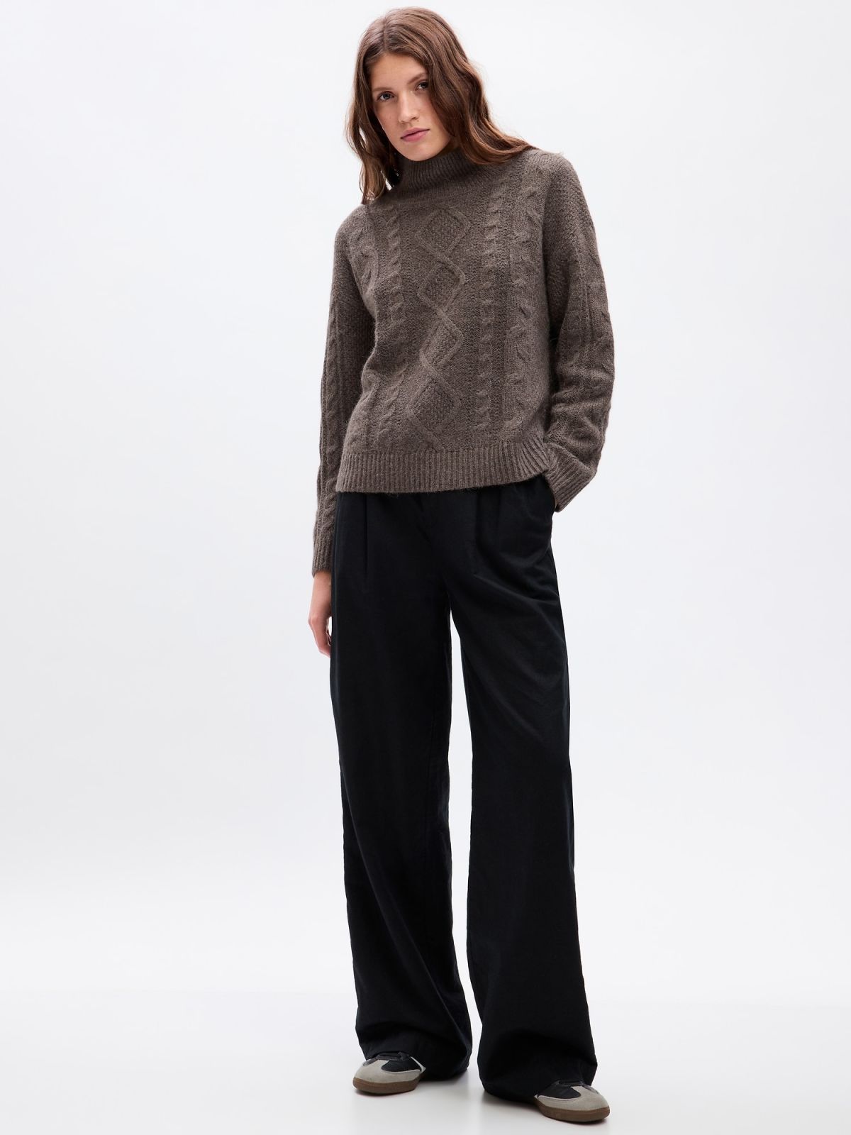 Cable-Knit Turtleneck Sweater-815141000