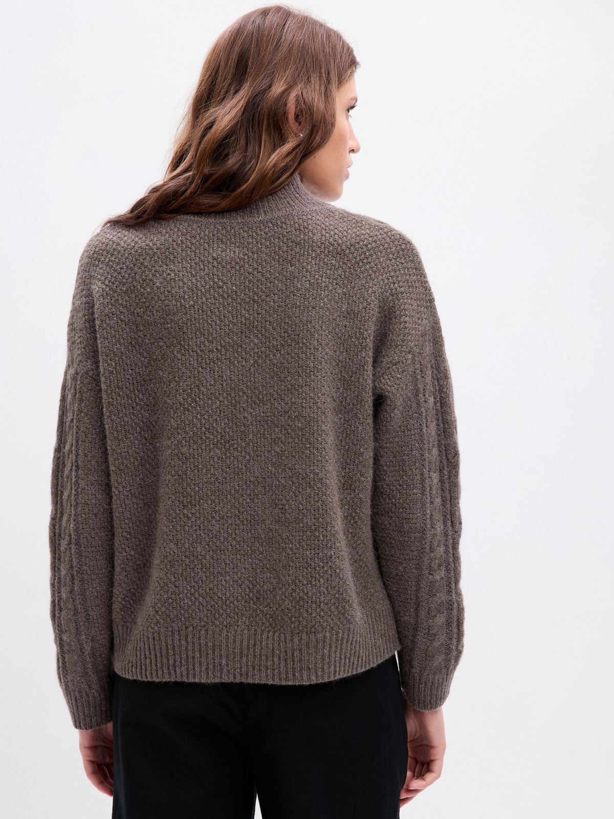 Cable-Knit Turtleneck Sweater-815141000