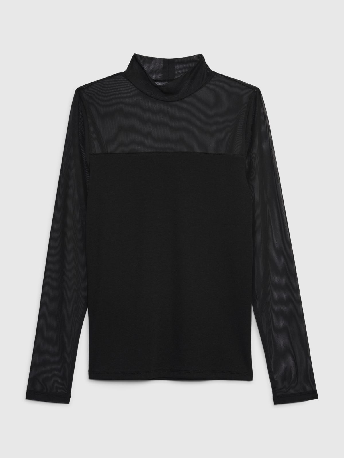 Μαύρη Modern Mockneck Mesh Μπλούζα-824343000