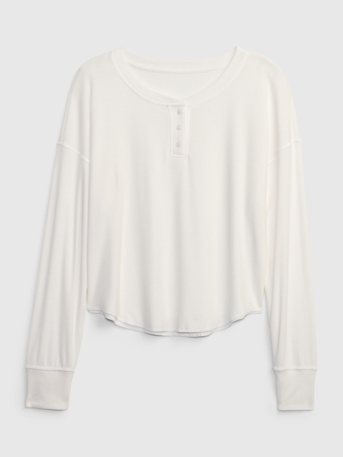 Άσπρη Rib Henley Μπλούζα-817153003