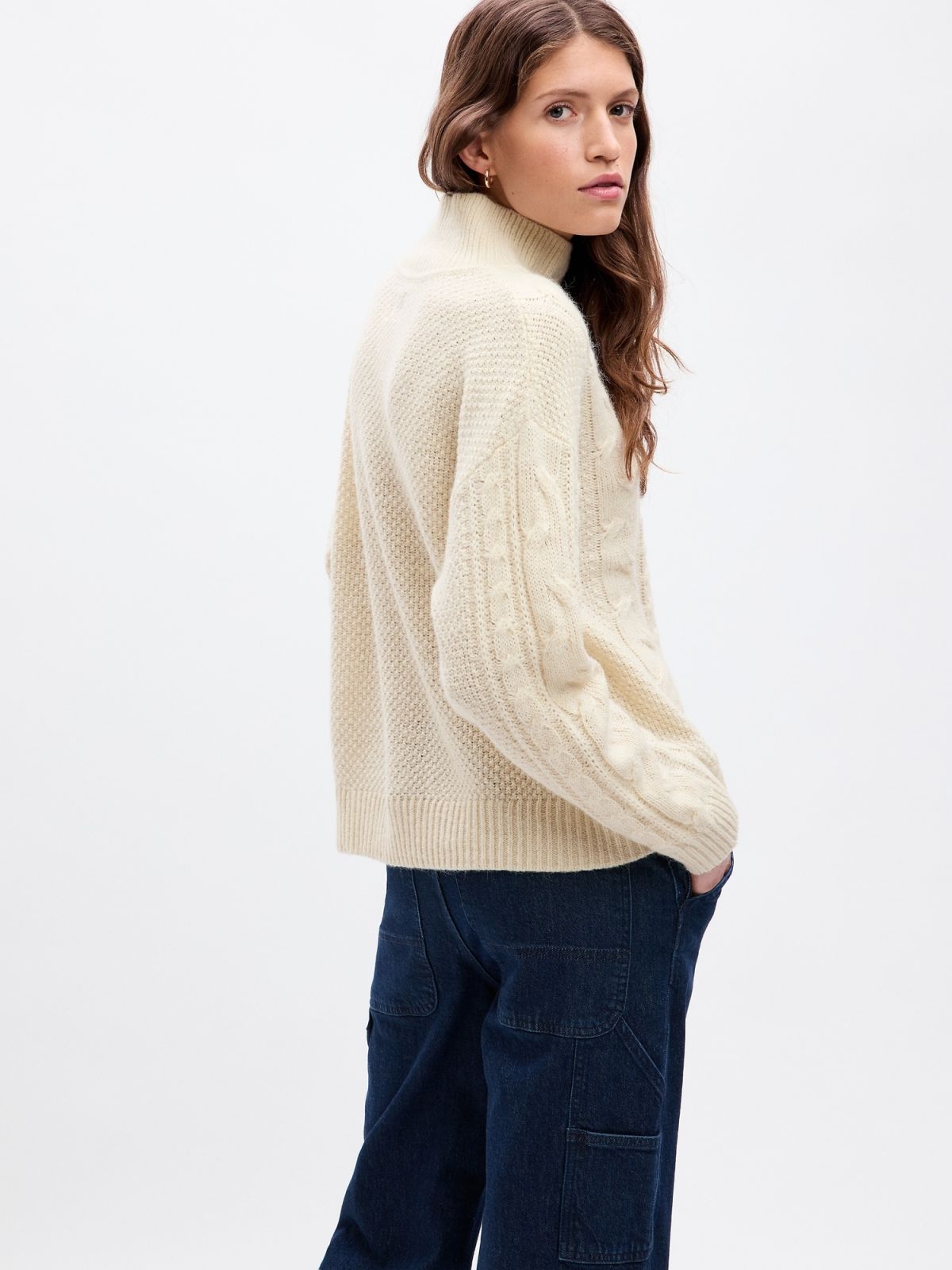 Cable-Knit Turtleneck Sweater-815141001