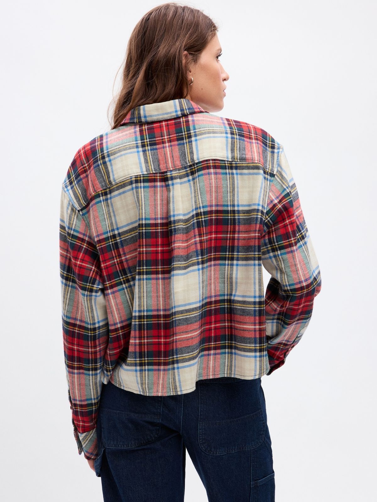 Κόκκινο Cropped Button-Front Πουκάμισο-817849001