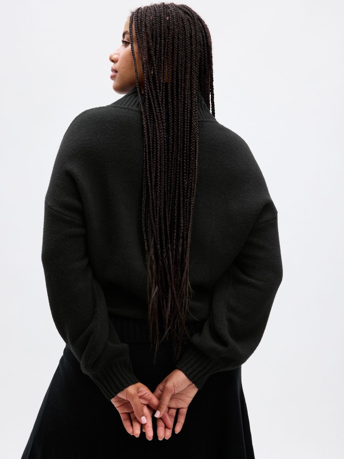 Μαύρο CashSoft Mockneck Πουλόβερ-792264001