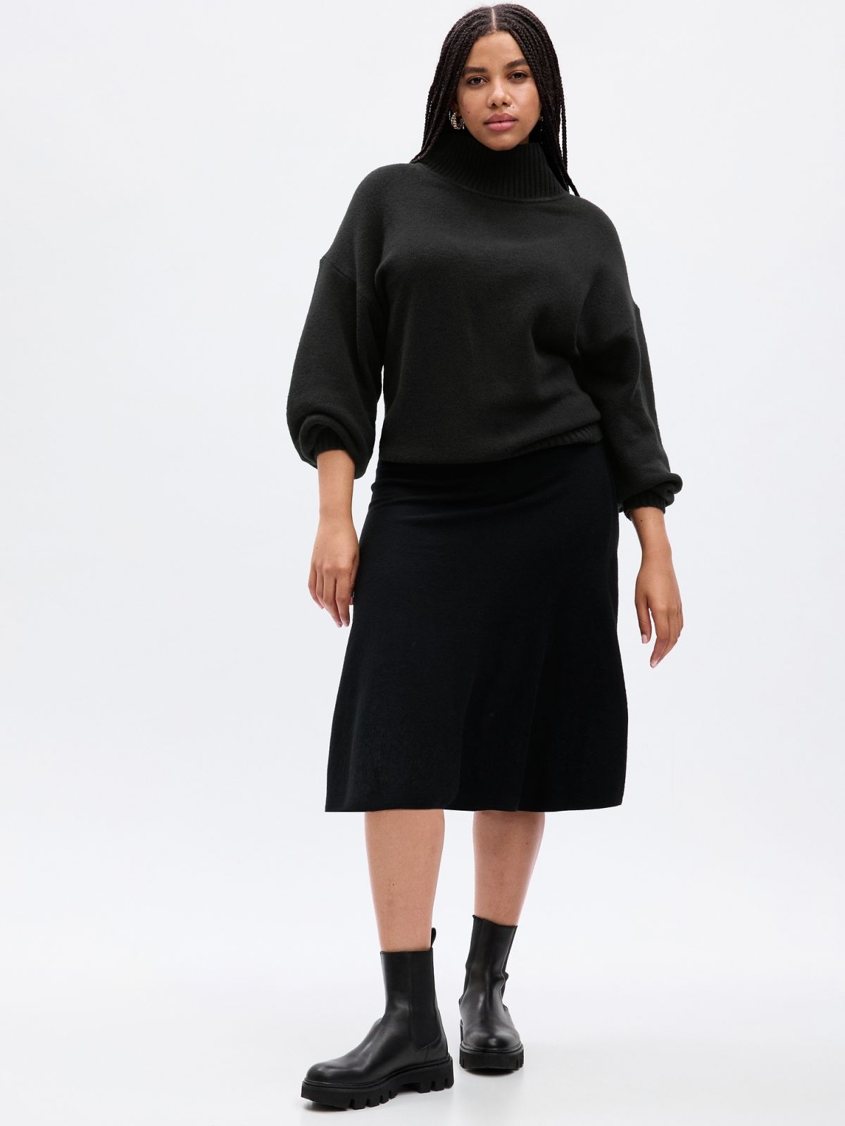 Μαύρο CashSoft Mockneck Πουλόβερ-792264001