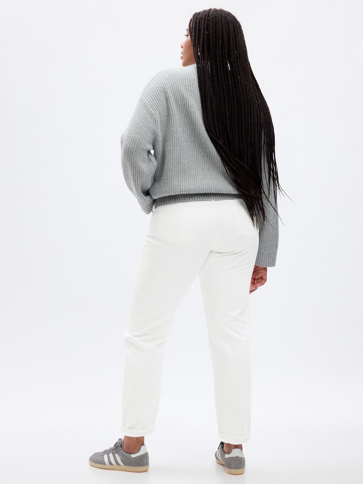 Άσπρο Mid Rise Girlfriend Jean Παντελόνι-725278000