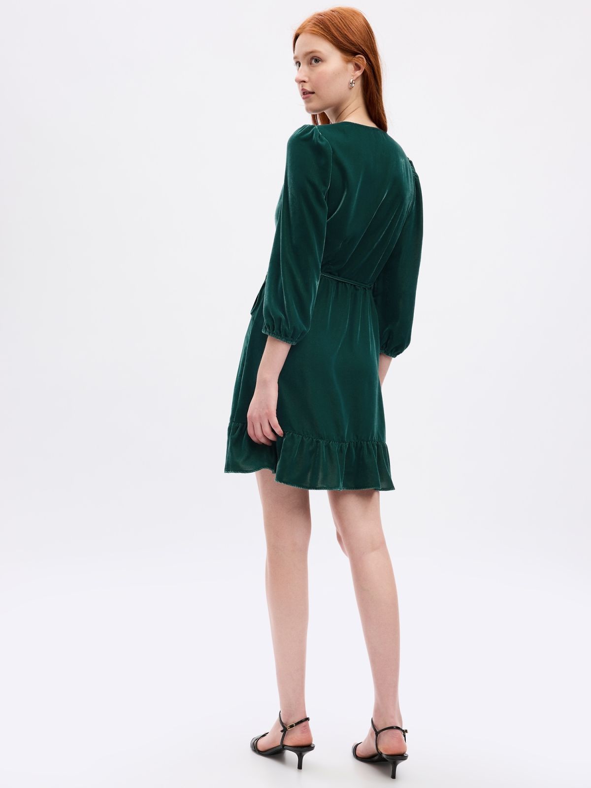 Πράσινο Velvet Wrap Mini Φόρεμα-826657001