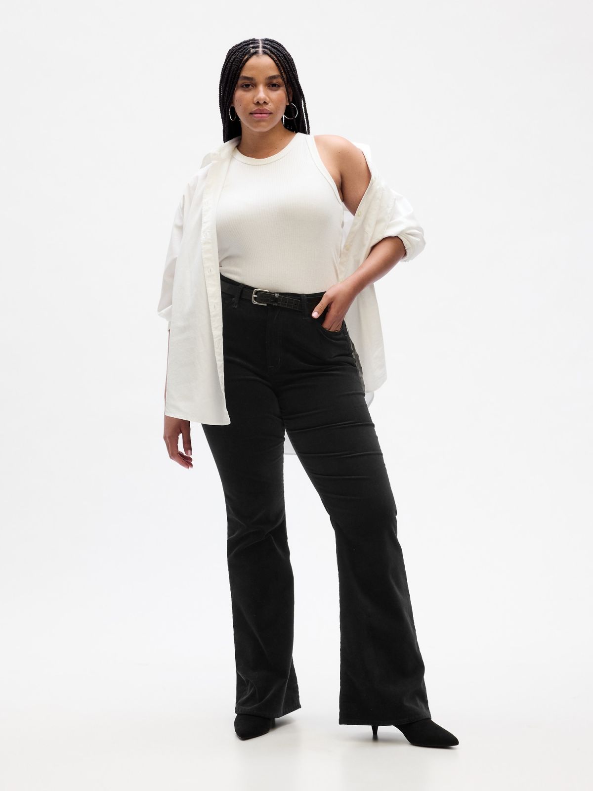 Μαύρο High Rise '70s Flare Velvet Παντελόνι με Washwell-743863000