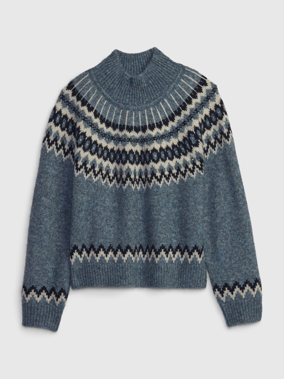 Μπλε Fair Isle Mockneck Πουλόβερ-816708003