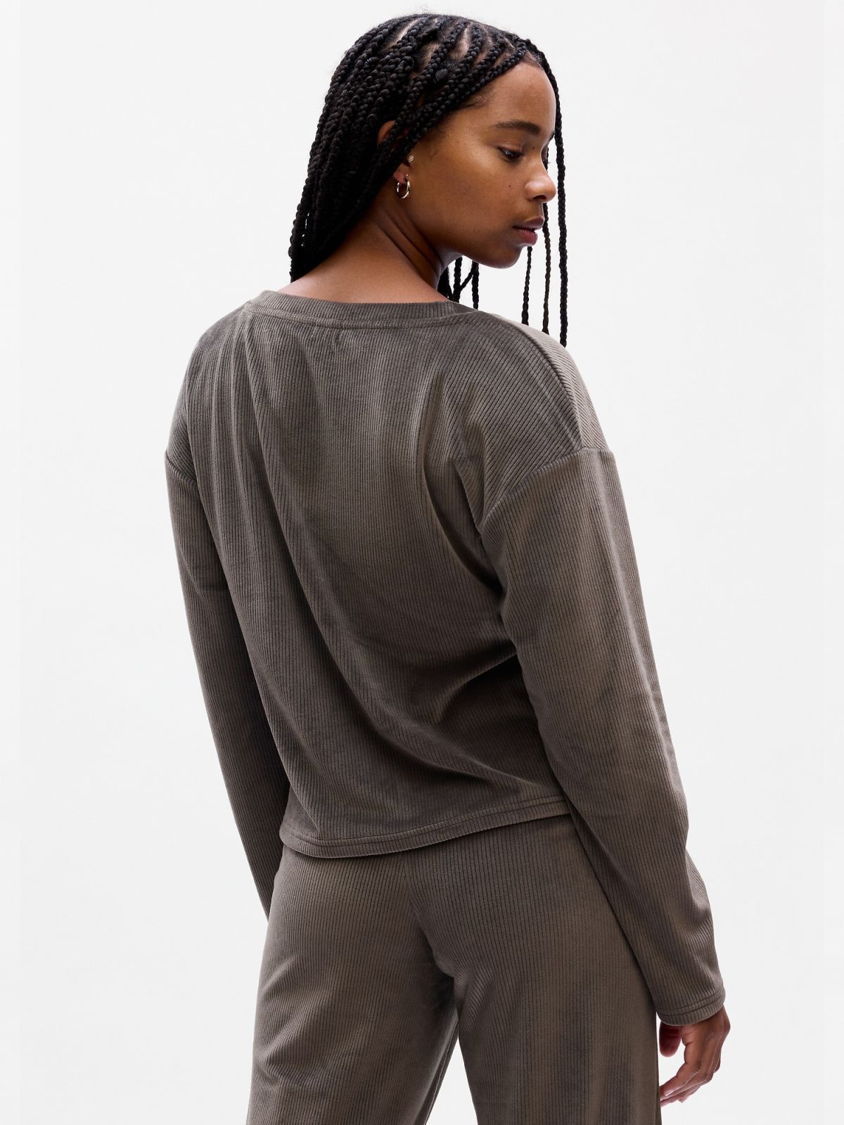 Relaxed Ribbed Velour PJ Top-830523001